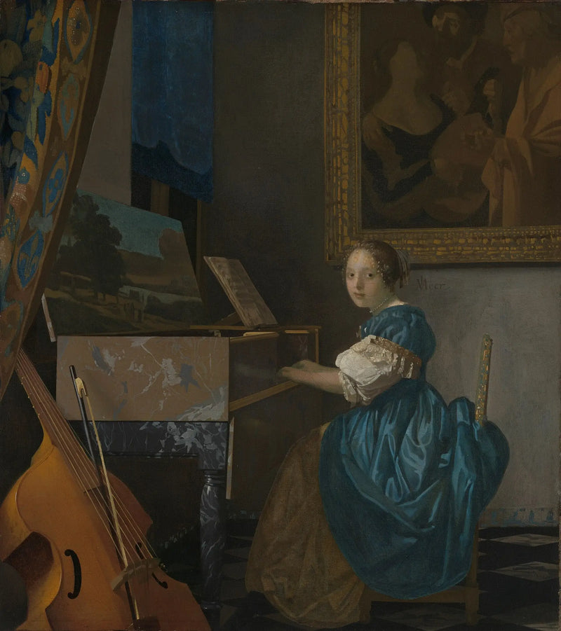 Ung kvinna som spelar på virginal - Johannes Vermeer