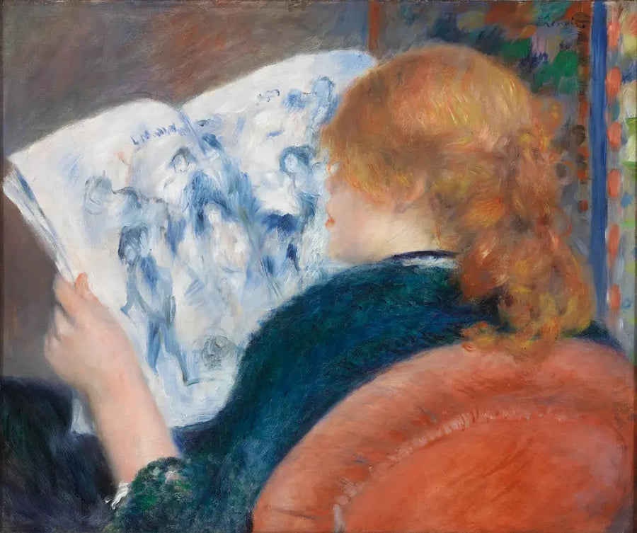 Ung kvinna som läser en illustrerad tidning - Pierre-Auguste Renoir