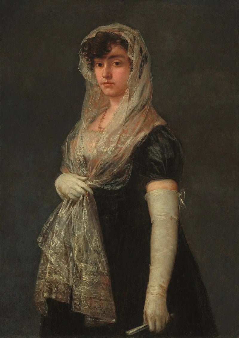 Ung kvinna med mantilla och basquina - Francisco de Goya