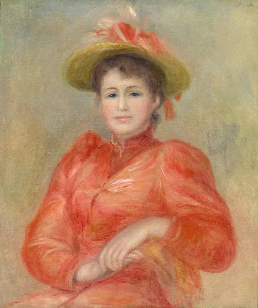 Ung kvinna i röd klänning - Pierre-Auguste Renoir