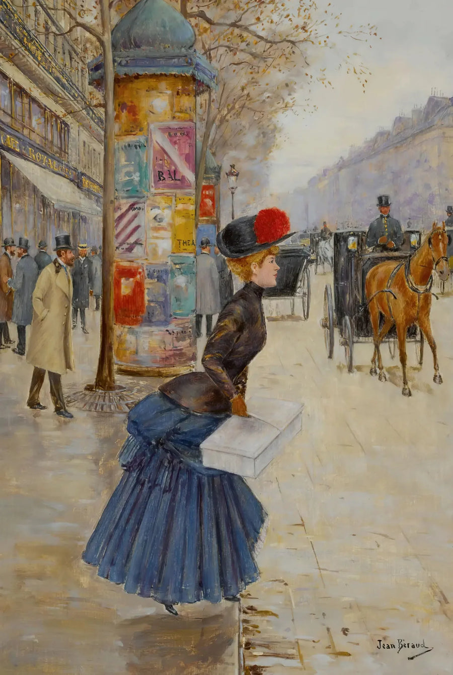 Ung kvinna som korsar boulevard - Jean Béraud