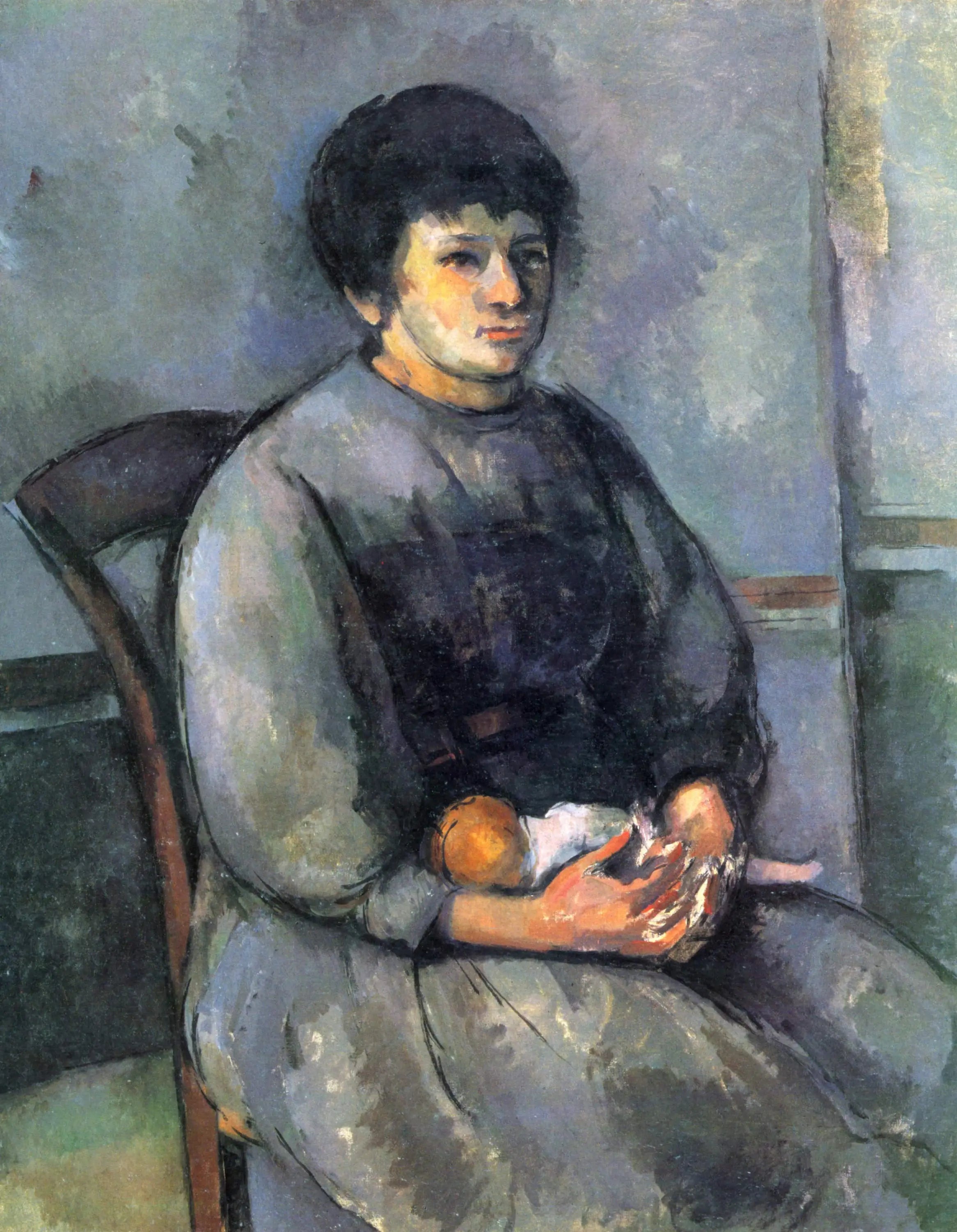 Reproduction du tableau « Jeune fille à la poupée - Paul Cézanne » par Alpha Reproduction en peinture à l’huile