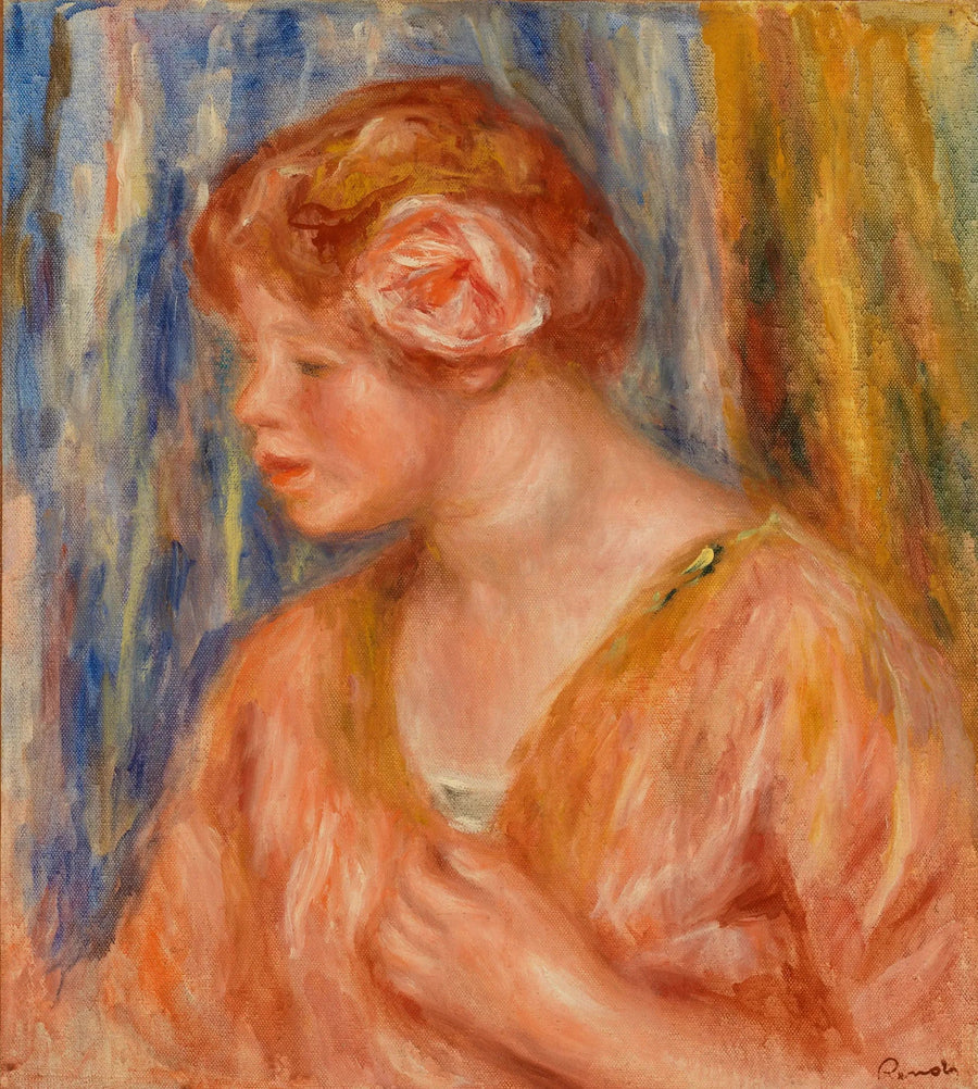 Ung kvinna med ros - Pierre-Auguste Renoir