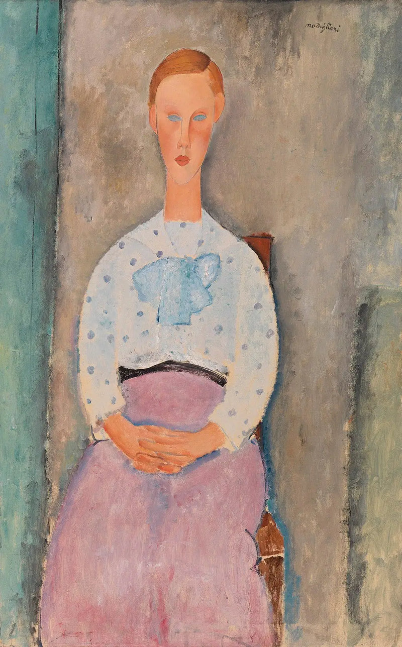 Ung kvinna med prickig blus - Amedeo Modigliani