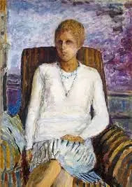 Ung kvinna i vit blus (Mlle Leïla Claude Anet) - Pierre Bonnard