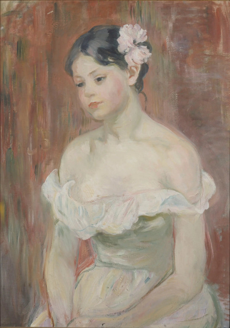 Ung kvinna med urringning, blomman i håret - Berthe Morisot