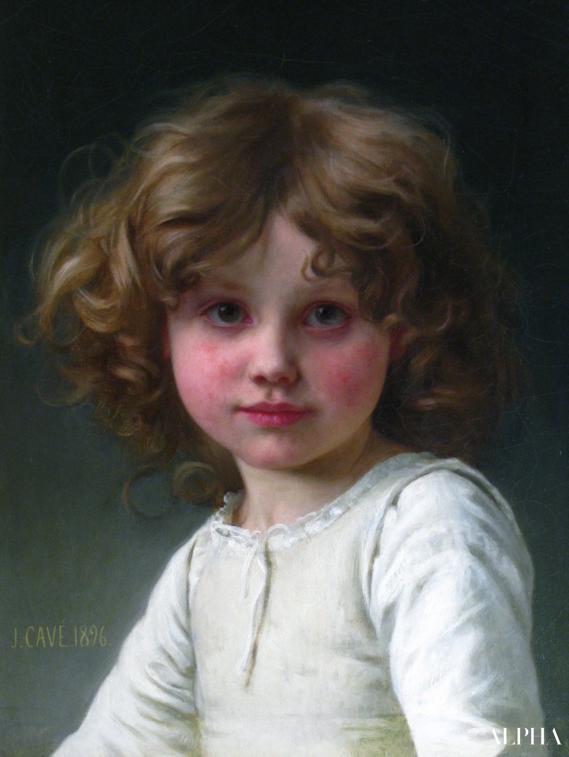 Jeune fille aux cheveux bouclés - Jules-Cyrille Cavé - Reproductions de tableaux et peintures haut de gamme