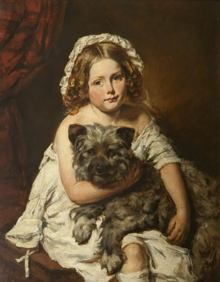 Ung flicka med hund - Edwin Henry Landseer