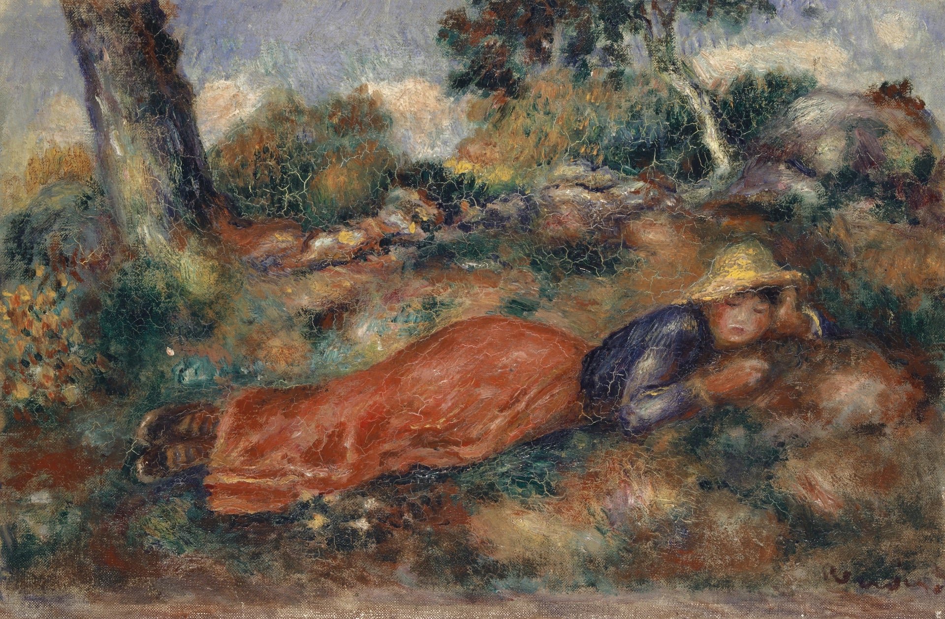 Jeune fille couchée sur l’herbe, vers 1890-1895, Renoir, Kunstmuseum Basel – reproduction peinture à l’huile