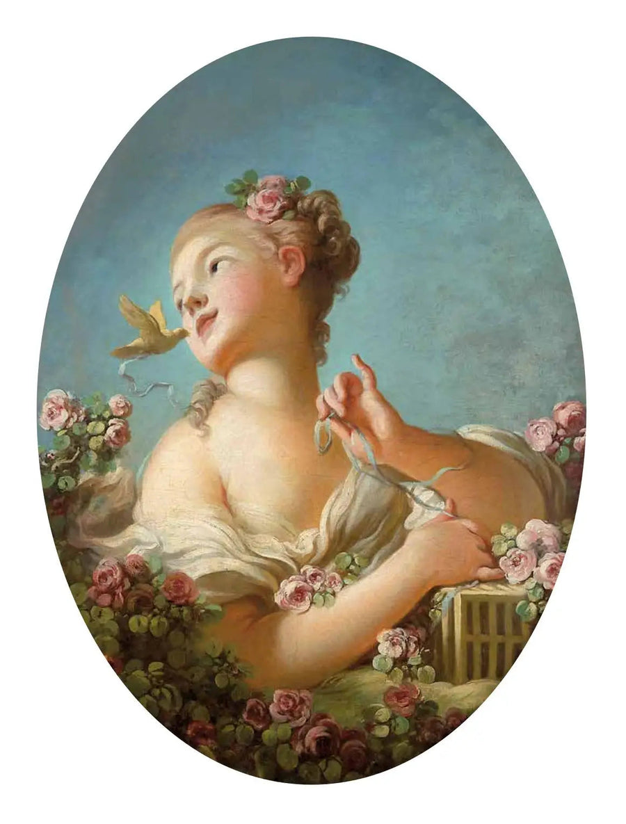 Ung flicka som frigör en fågel ur sin bur - Jean-Honoré Fragonard