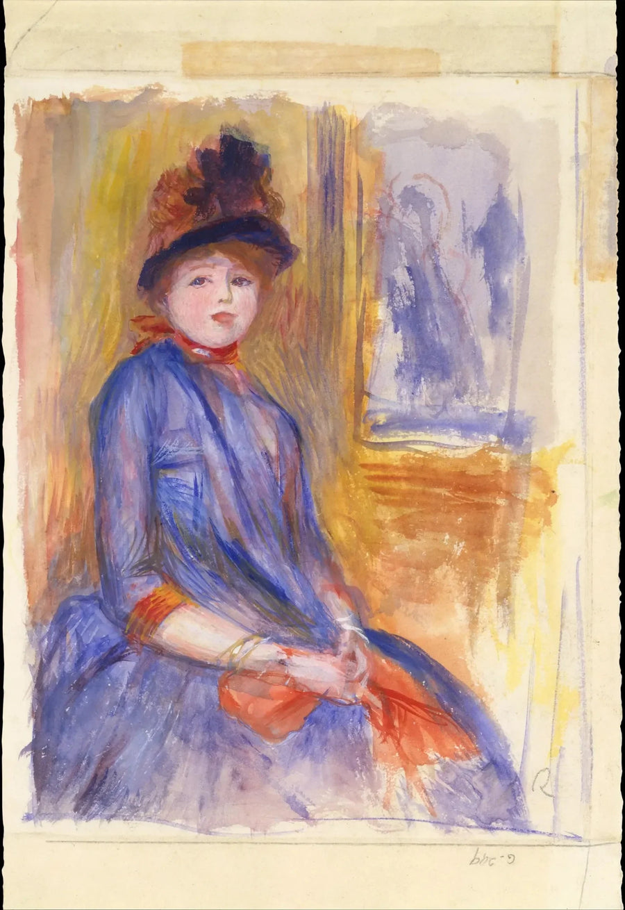Ung kvinna i blå klänning - Pierre-Auguste Renoir
