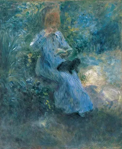 Kvinna med svart hund - Pierre-Auguste Renoir