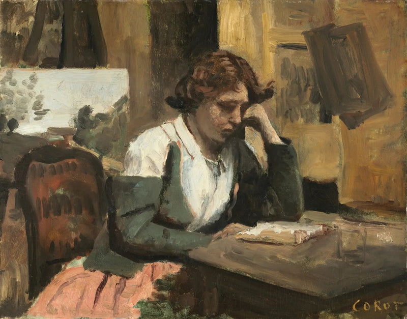 Ung flicka läsande - Jean-Baptiste Camille Corot