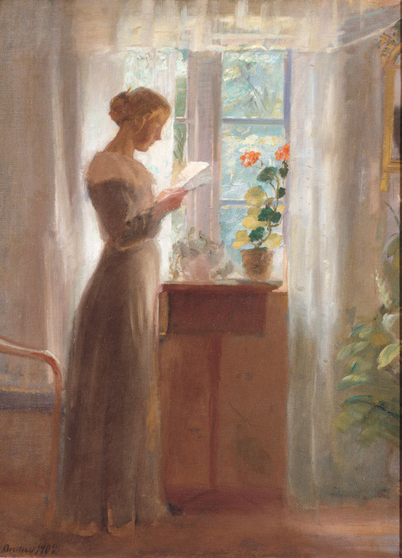 Ung flicka som läser ett brev. - Anna Ancher