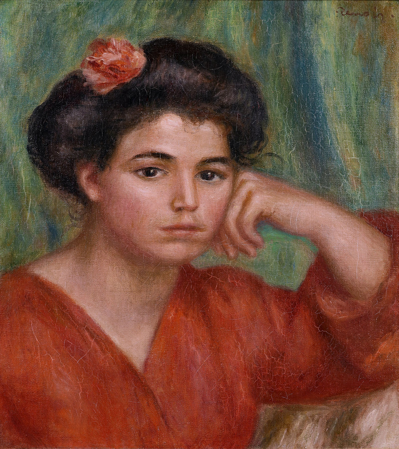 Ung kvinna med ros - Pierre-Auguste Renoir