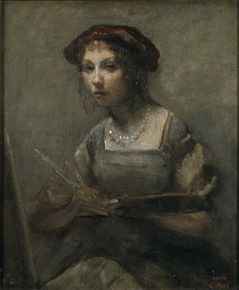 Ung flicka som håller en palett - Jean-Baptiste Camille Corot