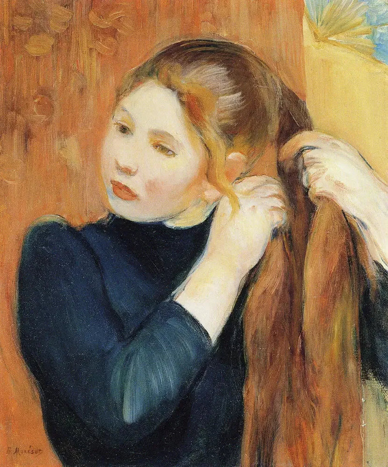 Ung kvinna flätar sitt hår - Berthe Morisot