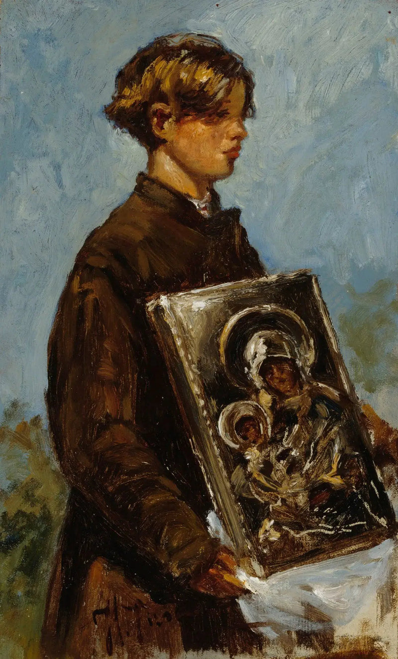 Ung pojke med en ikon, skiss - Ilya Repin