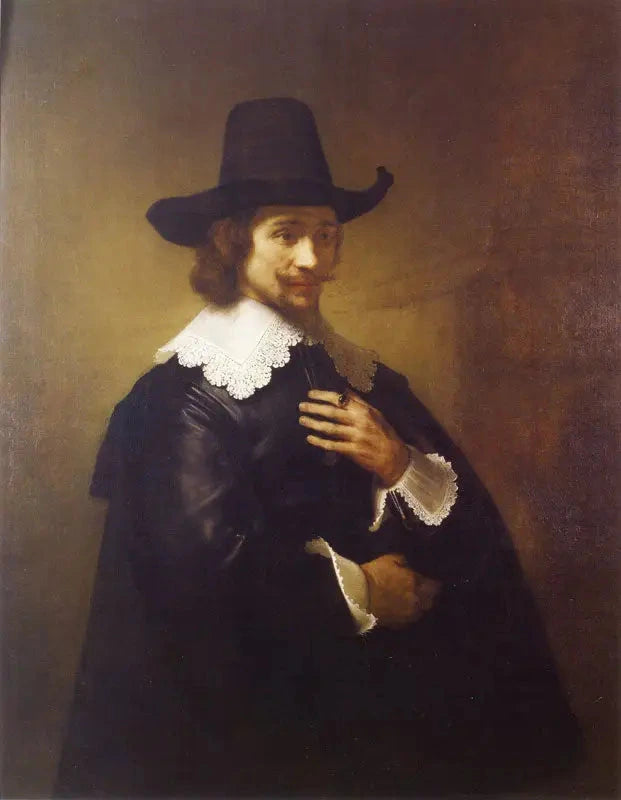 Porträtt av en ung man med bredbrättad hatt - Rembrandt