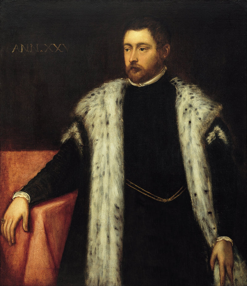 Ung man tjugofem år gammal med en pälsfodrad kappa - Jacopo Tintoretto