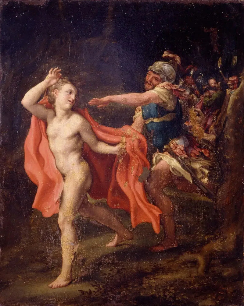 Ung man flyr från Kristi fångst - Antonio da Correggio