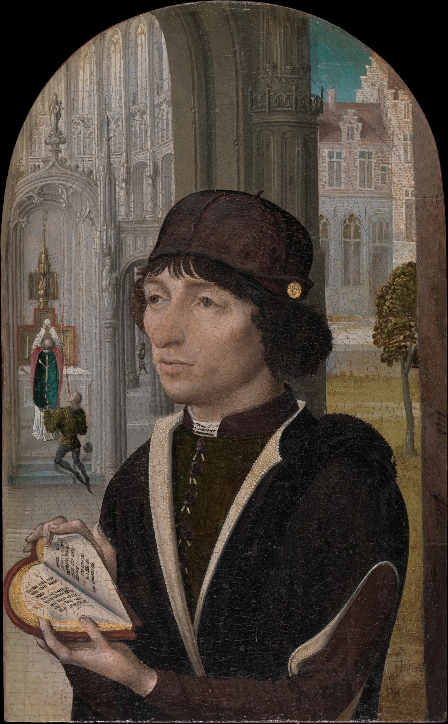 Jeune homme tenant un livre - Master of the View of Saint Gudula