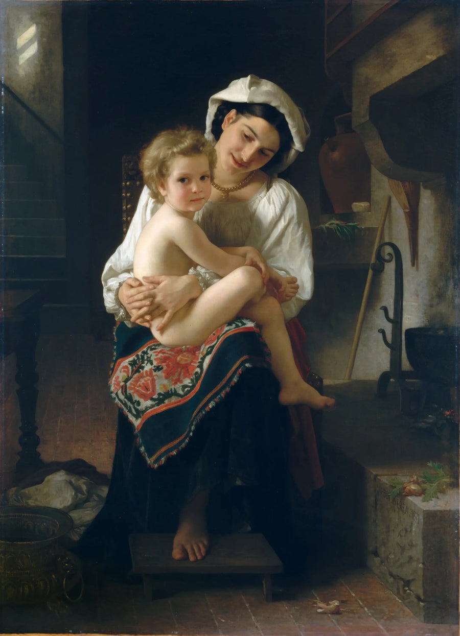 Ung Mor som betraktar sitt barn - Bouguereau