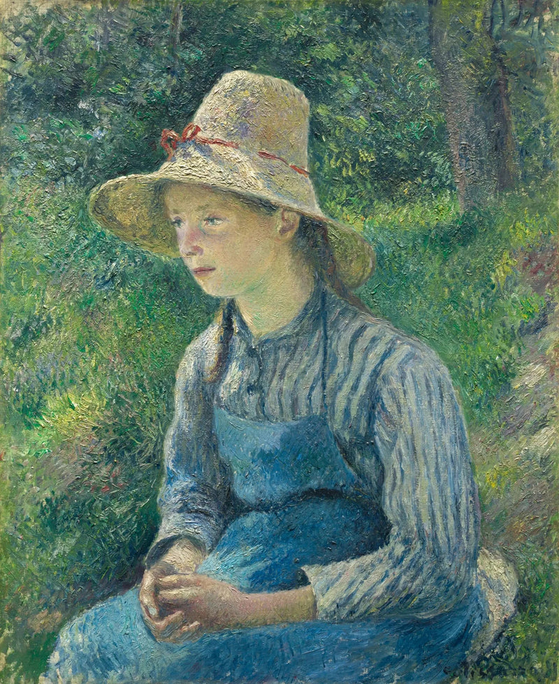 Ung bondkvinna med halmhatt - Camille Pissarro