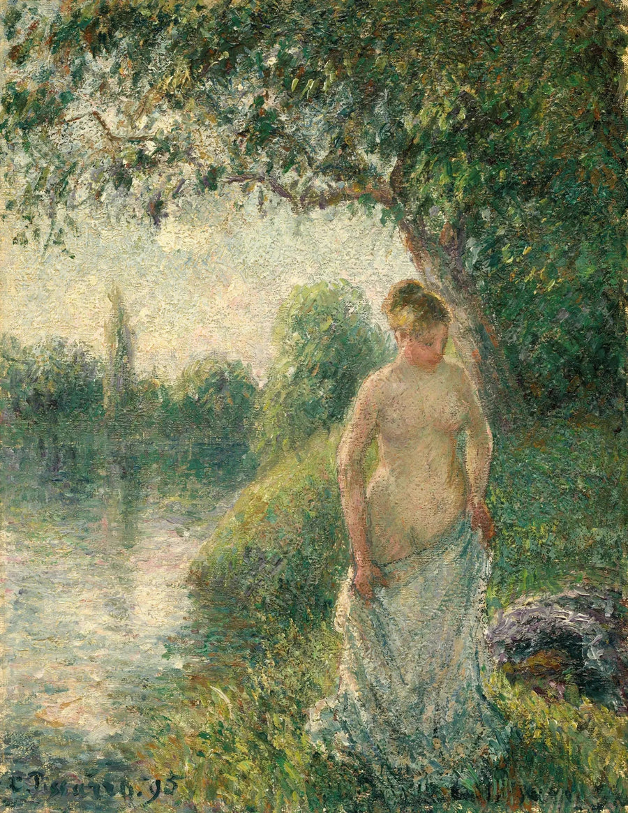 Ung naken bondflicka stående - Camille Pissarro