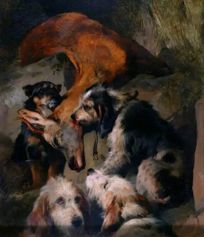 Unga rådjur och drivande hundar - Edwin Henry Landseer