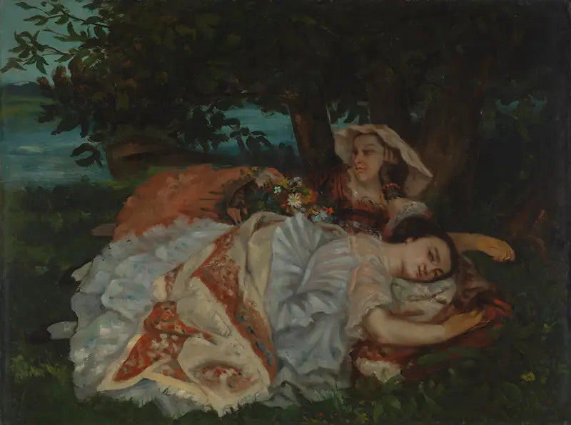 Unga damer vid Seinebanken - Gustave Courbet