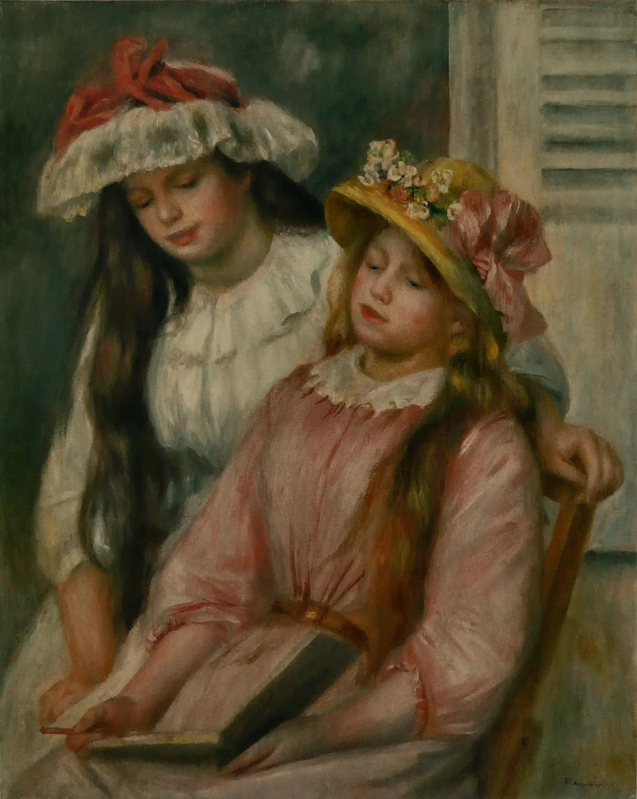 Ungdomar som tittar på ett album - Pierre-Auguste Renoir