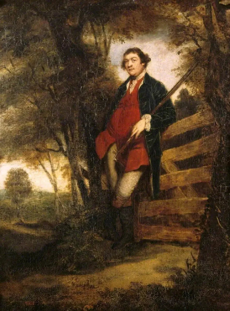 John Parker, 1:a baron Boringdon (1734/5-1788), med sitt gevär, lutad mot en dörr - Joshua Reynolds