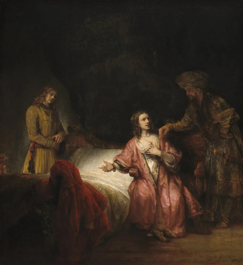 Josef anklagad av Potifars hustru - Rembrandt