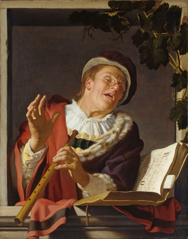 Flöjtspelare som sjunger - Gerrit van Honthorst