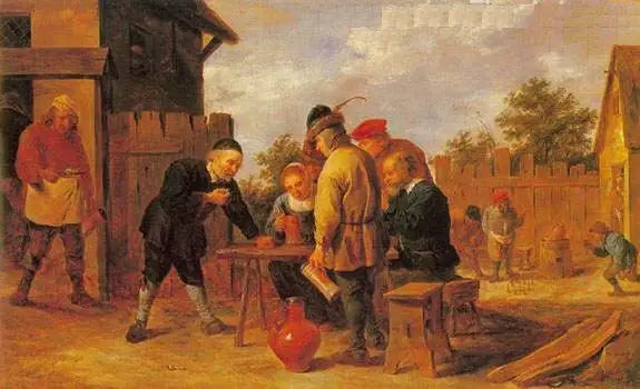 Tärnings- och kägelspelare i ett värdshus - David Teniers den yngre