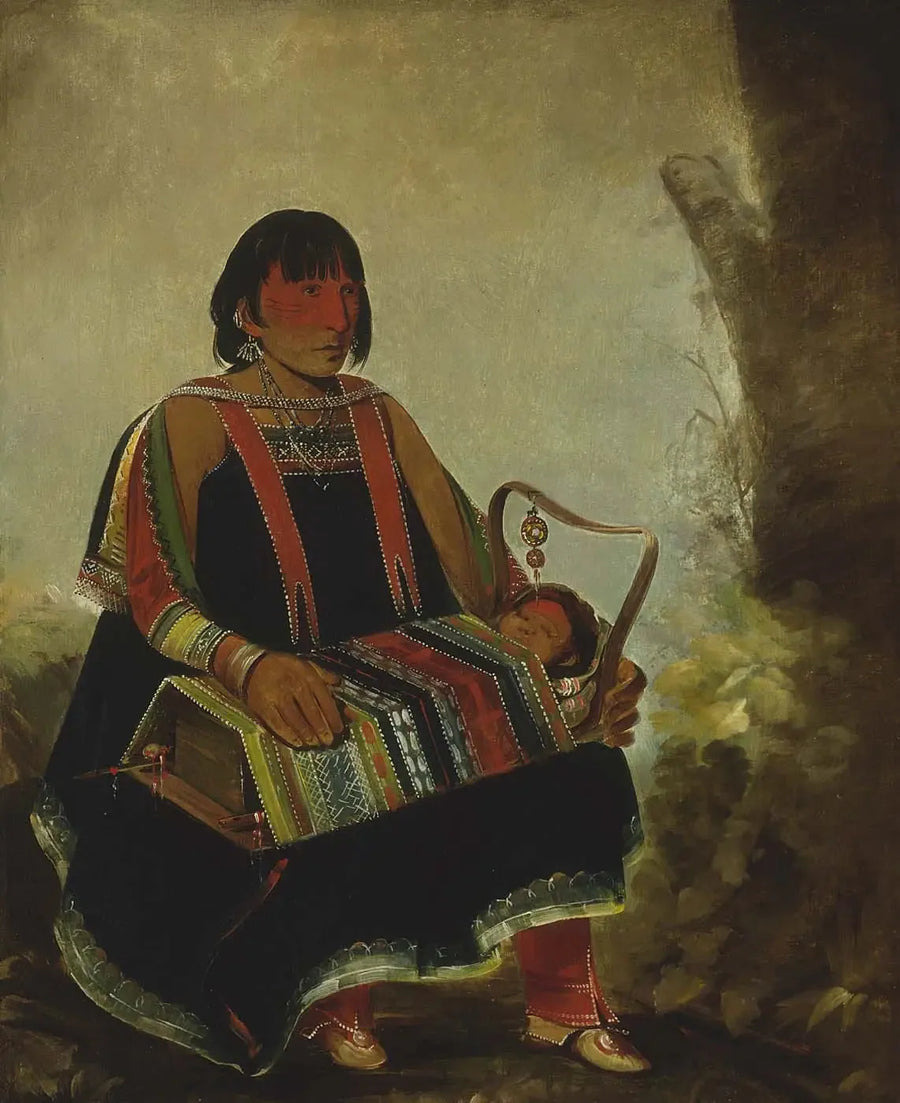 Jú-ah-kís-gaw, Kvinnor med sitt barn i en vagga - George Catlin