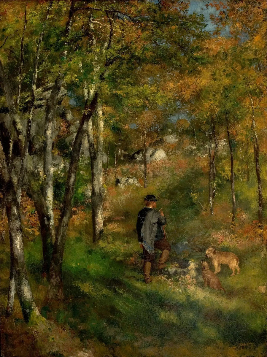 Jules le Cœur och hans hundar i Fontainebleaus skog - Pierre-Auguste Renoir