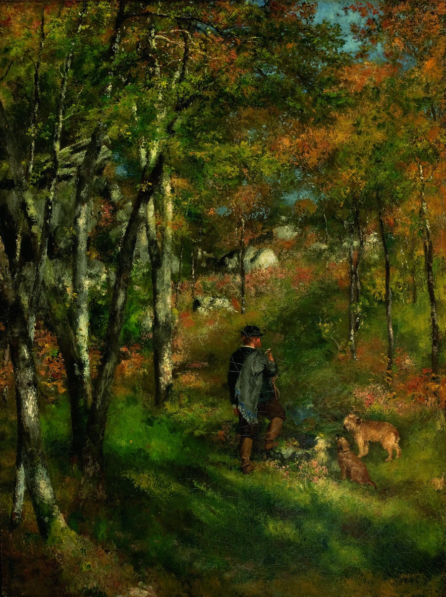 Jules le Cœur och hans hundar i Fontainebleaus skog - Pierre-Auguste Renoir