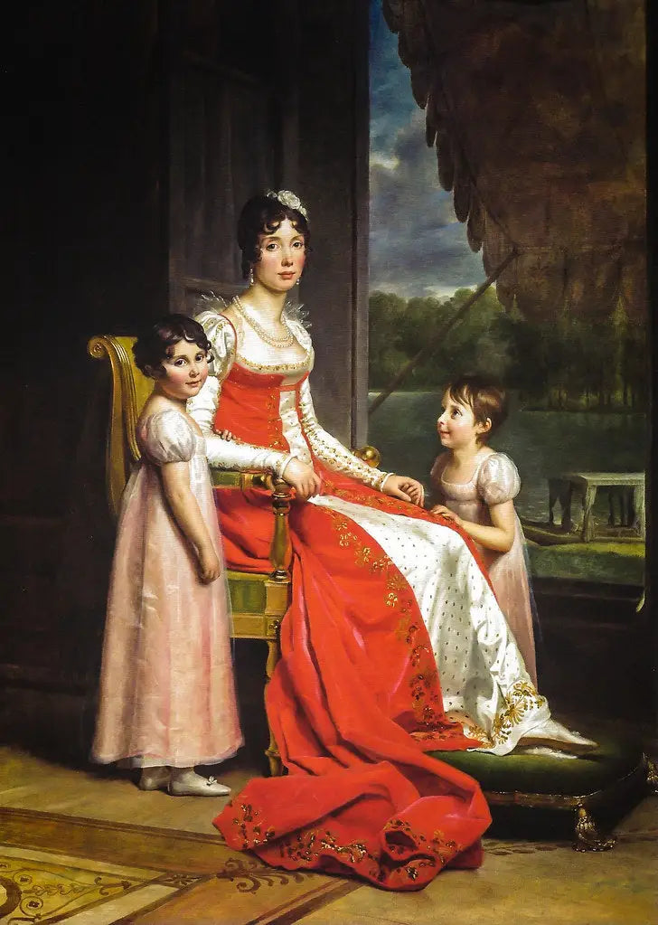 Julie Bonaparte som drottning av Spanien med sina döttrar, Zénaïde och Charlotte - François Gérard