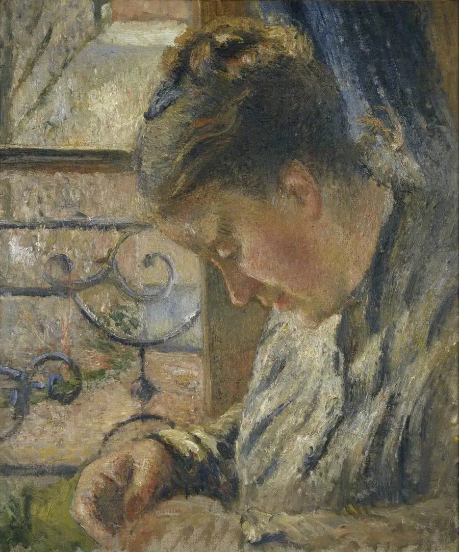 Julie Pissarro syr, det röda huset, Pontoise - Camille Pissarro