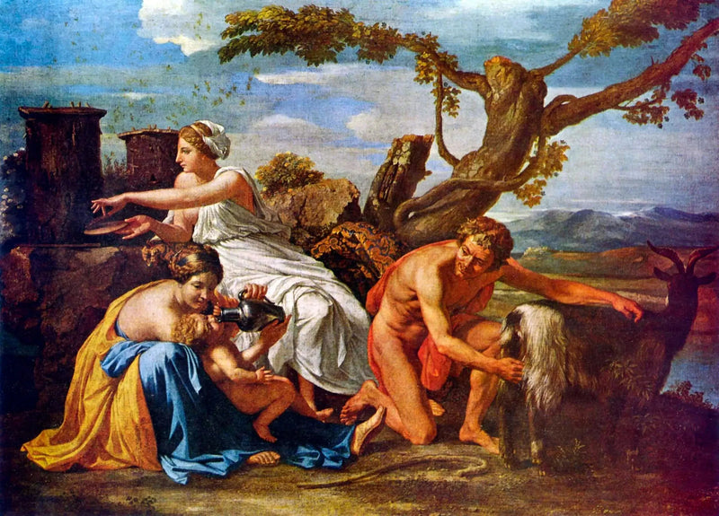Jupiter som föds av geten Amalthea - Nicolas Poussin