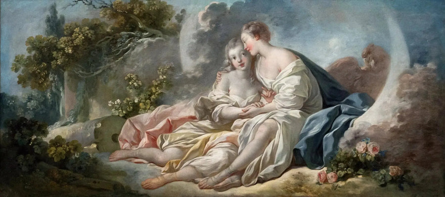 Jupiter i Diane's skepnad, förförande Callisto - Jean-Honoré Fragonard