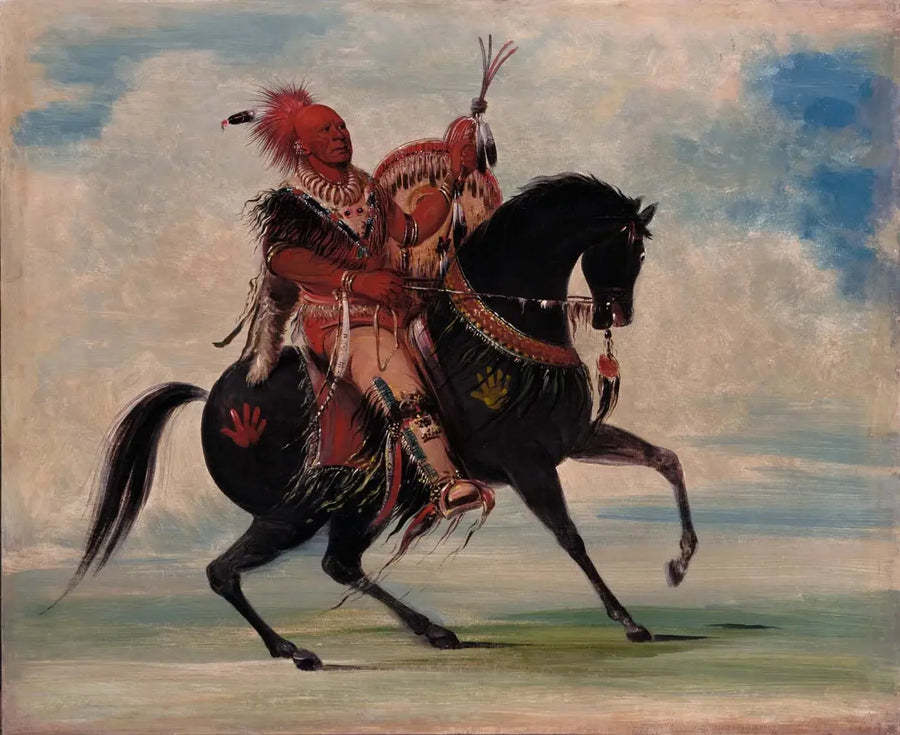 Kee-o-kúk, den vaksamma räven, stamledare, till häst - George Catlin