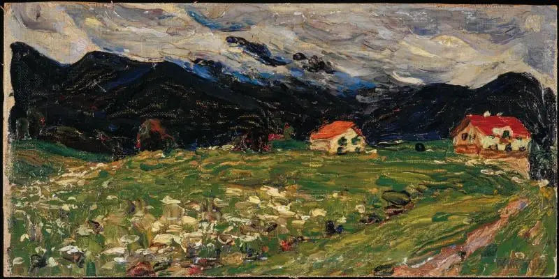 Kochel, landskap med två hus - Vassily Kandinsky