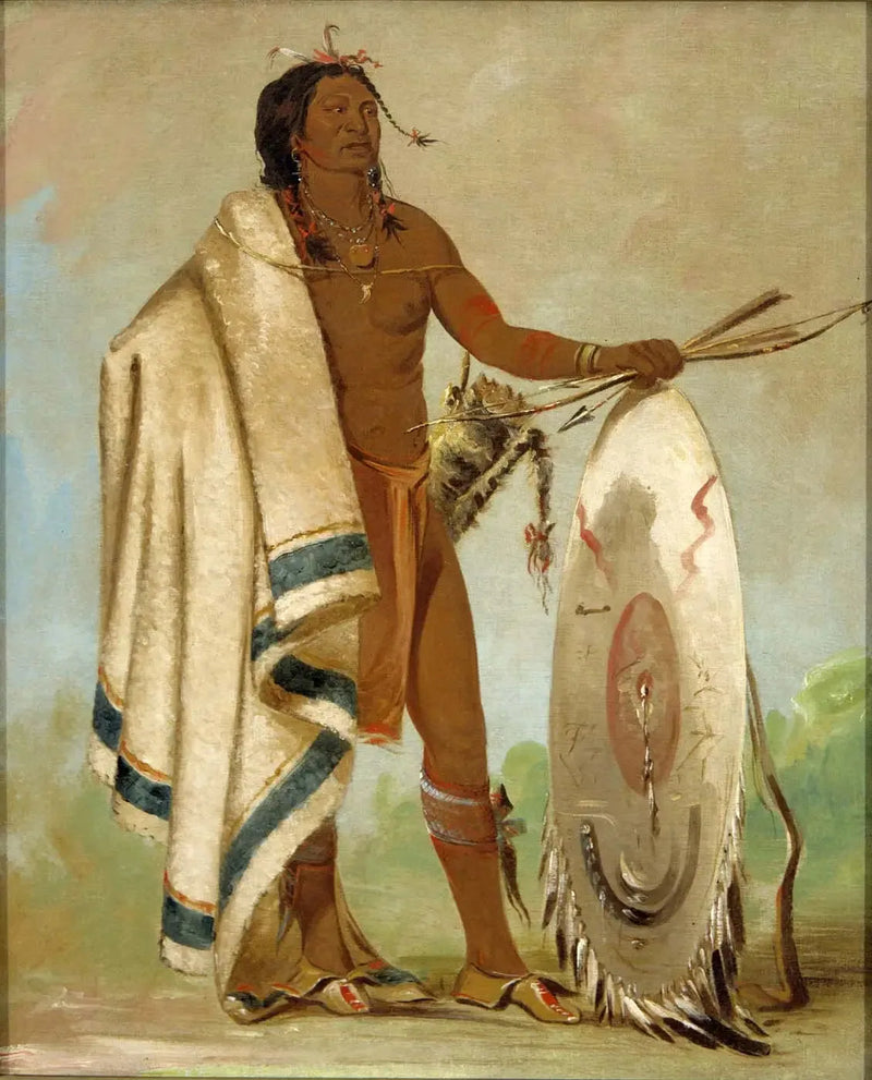 Kotz-a-tó-ah, Rökig sköld, en framstående krigare - George Catlin