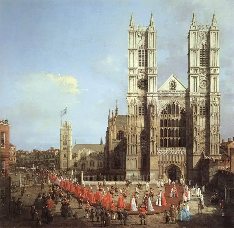 Westminster-klostret med badordens procession - Canaletto