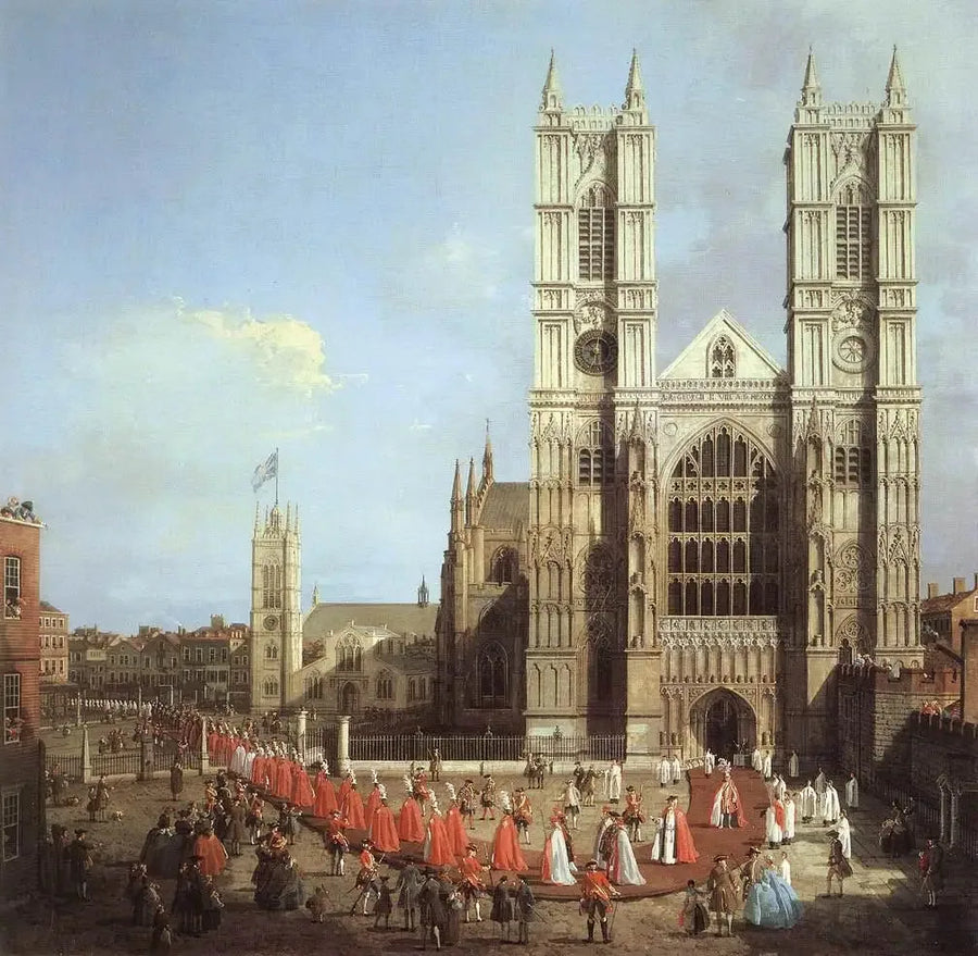Westminster-klostret med badordens procession - Canaletto