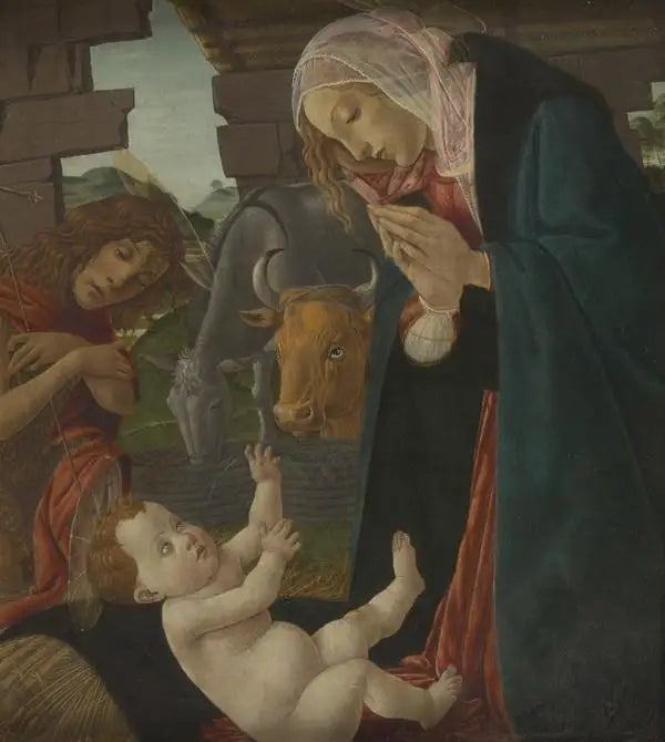 Jungfru Marie och Sankt Johannes Döparens tillbedjan av barnet - Sandro Botticelli