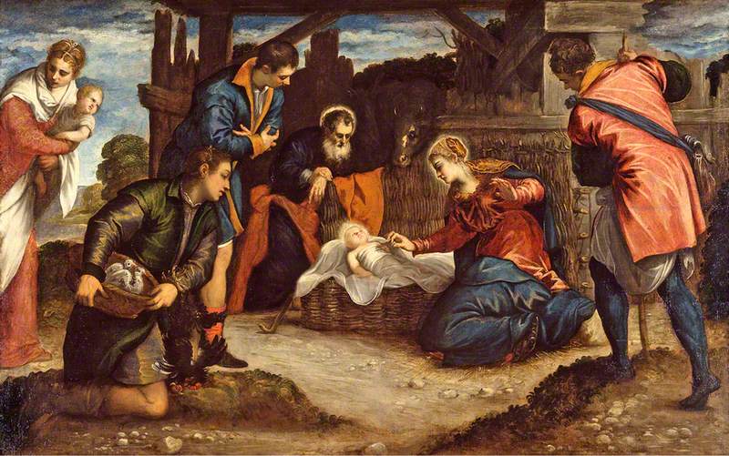 Adorationen av herdarna - Jacopo Tintoretto